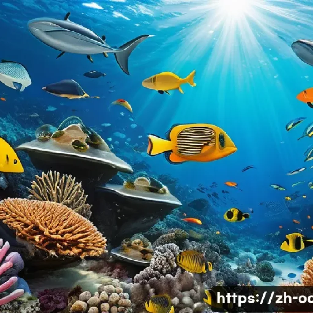 해양 생물다양성 보전법 - A vibrant underwater coral reef ecosystem scene teeming with diverse marine life including colorful ...