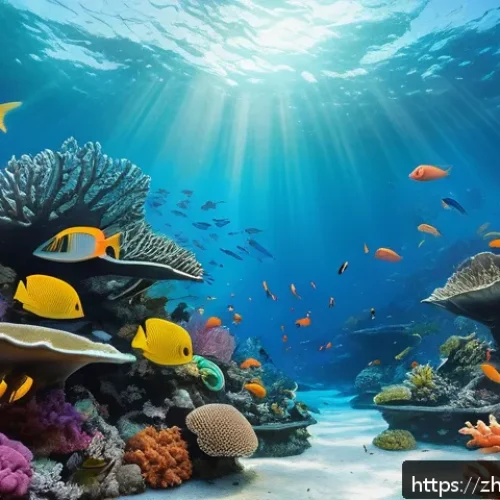 유전자 조작을 통한 해양생물 보전 - A highly detailed underwater scene depicting genetically enhanced coral reefs thriving in warm ocean...